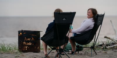 Two friends at the beach.