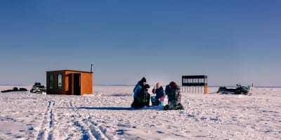Ice fishing with Aventure Lac Saint-Jean. 