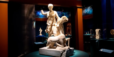 Greek sculpture at the museum.