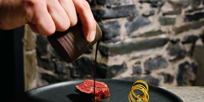Assiette de viande gastronomique.