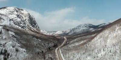 Aerial view of a mountain road in winter - Mountain Road.