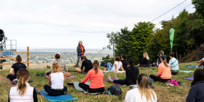 Yoga lessons at Ski Mont Saint-Bruno.