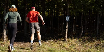 Trail running at Ski Mont Saint-Bruno.