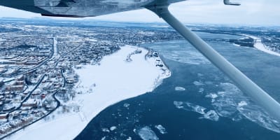 View from a Skynova Aviation aircraft in winter.