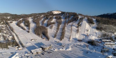 Val Saint-Côme ski resort in winter.