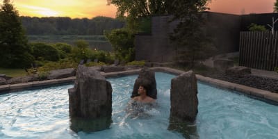 Person in an outdoor pool