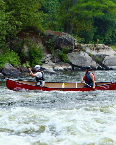 Canoe in river.