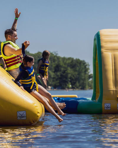 Inflatable water games at Oka Beach.