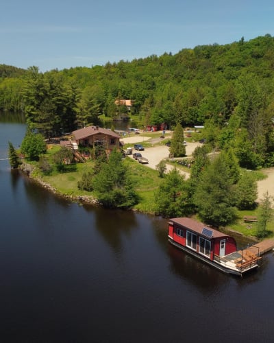 Aerial view of the floating cottage. 