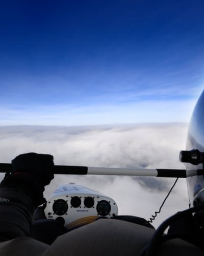 Motorized ultralight flight in winter.