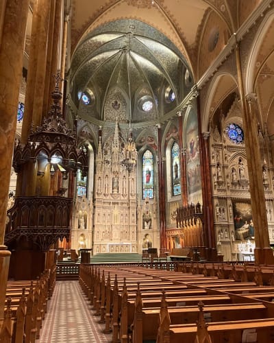 Interior and altar of St. Patrick's Basilica.