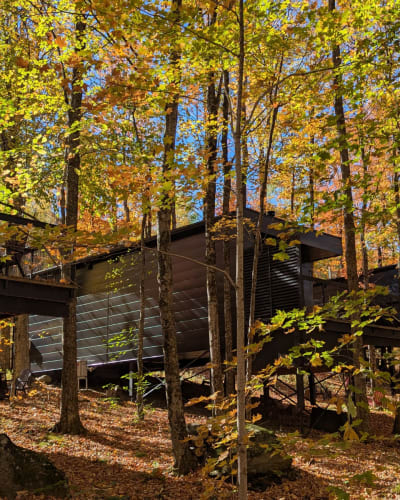Les chalets de cabin Sutton en automne.