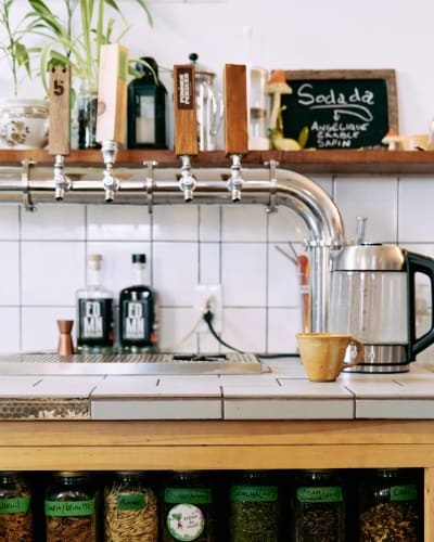 Counter at the Café des Orties.