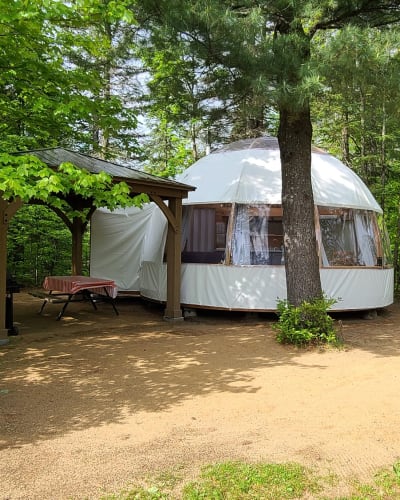 Dome in campground during summer.