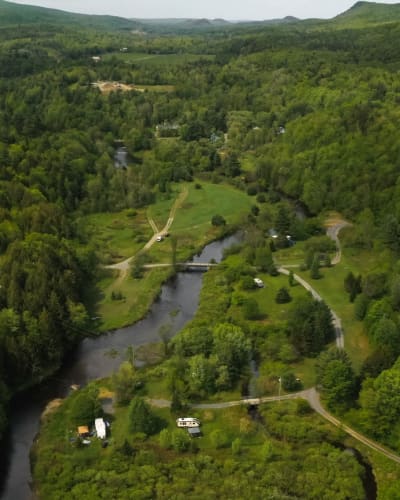 Vue aérienne du Camping Havre des Îles.