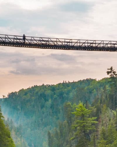 Suspended footbridge.