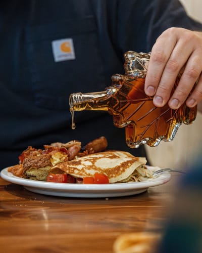 Sugar shack meal at Érablière du Village.