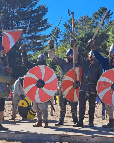 Groupe de chevaliers. 