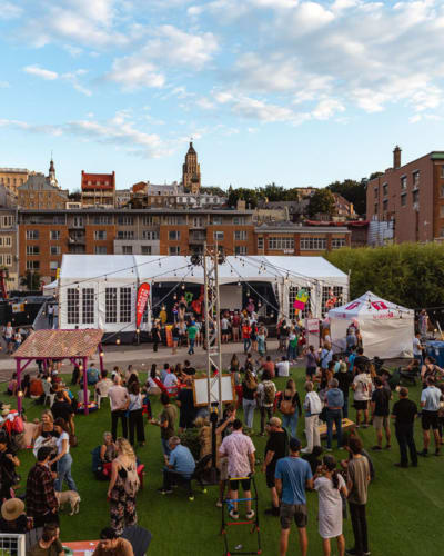 A crowd outdoors at the Festibière de Québec