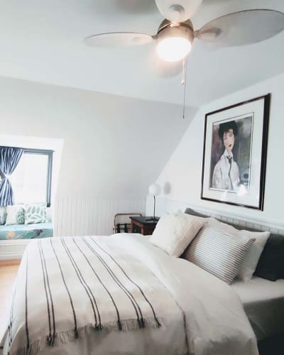 Bedroom at the La Tremblante B&B.