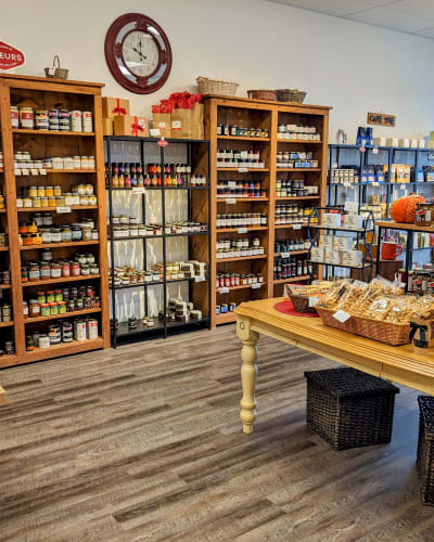 Product display at the Gourmande boutique.