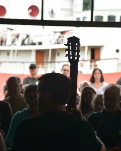 Guitariste sur scène. 