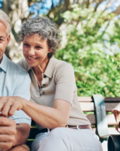 Senior couple looking at a map