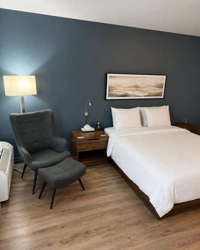 Room with double bed.