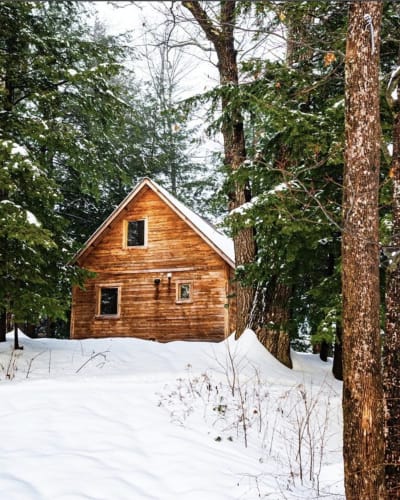 Wooden cabin in the forest - Huttopia Les Deux Lacs
