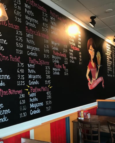 Chalkboard menu in the dining room. 