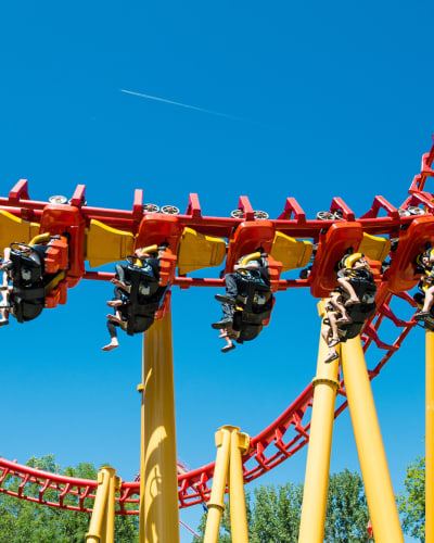 People on a rollercoaster.
