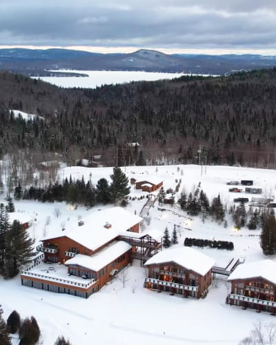 The Grand R in winter, aerial view.