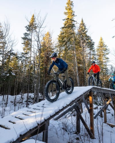 Fatbike in winter at Les Sentiers du Moulin.