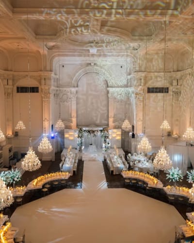 Luxury reception hall for a wedding. 