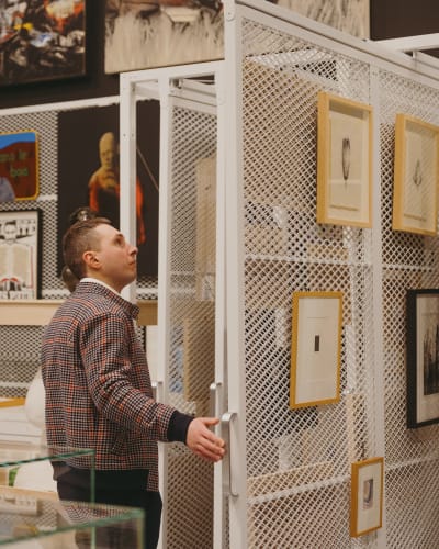 MA, Rouyn-Noranda Art Museum - An individual looking at artworks