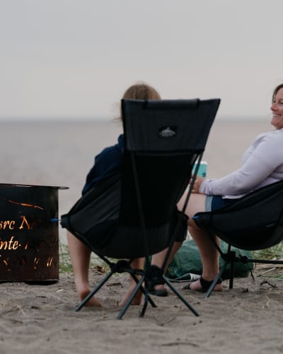 Two friends at the beach.