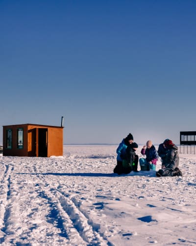 Ice fishing with Aventure Lac Saint-Jean. 