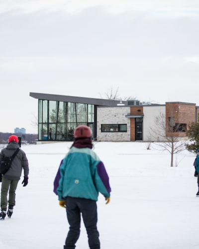 People are skating at the RécréoParc.