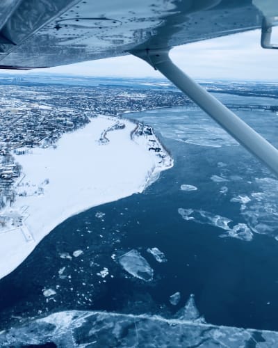 View from a Skynova Aviation aircraft in winter.