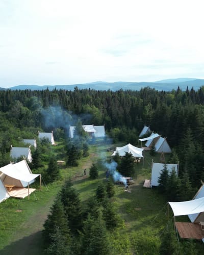 Aerial view of the Viking campsite at Viking Village Hóp.
