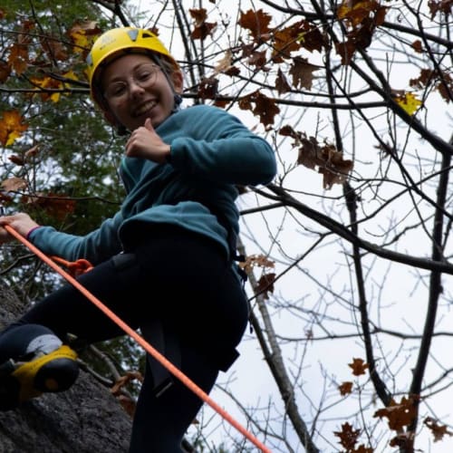 Rock climbing in the peak season of colors