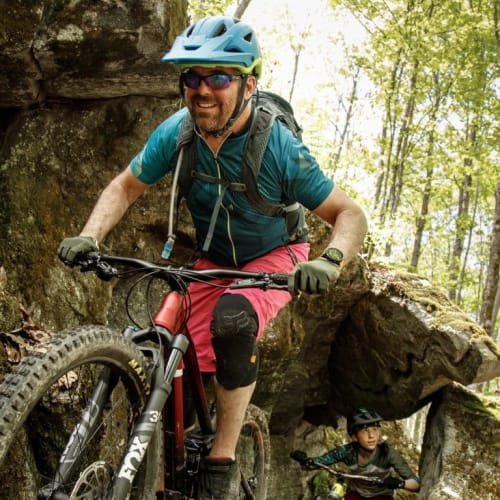 Ride down the trails by mountain bike