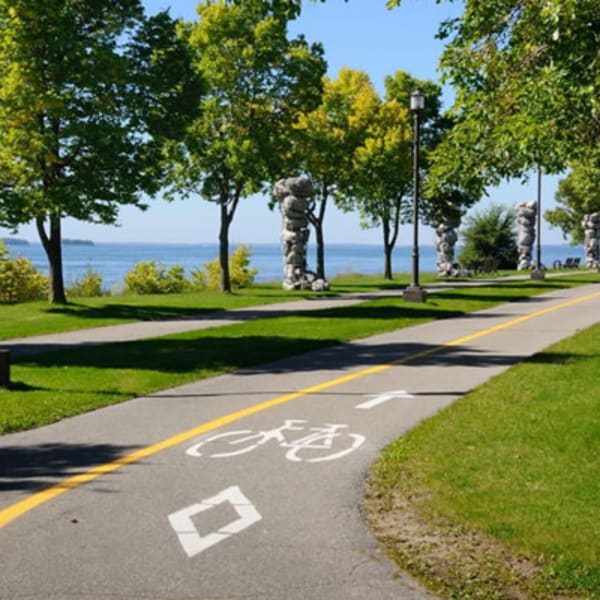Bike path on the banks of the St. Lawrence River
