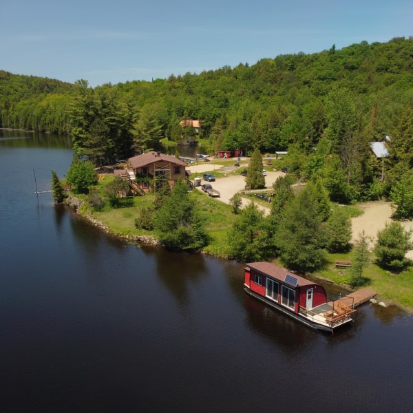 Aerial view of the floating cottage. 