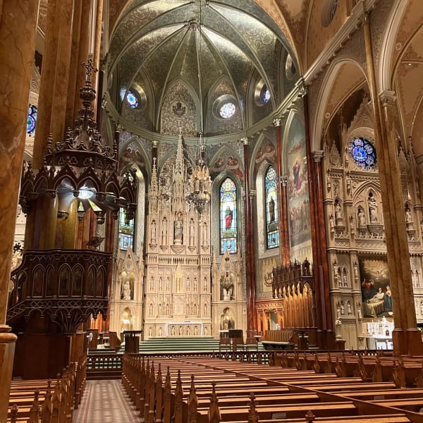 Interior and altar of St. Patrick's Basilica.