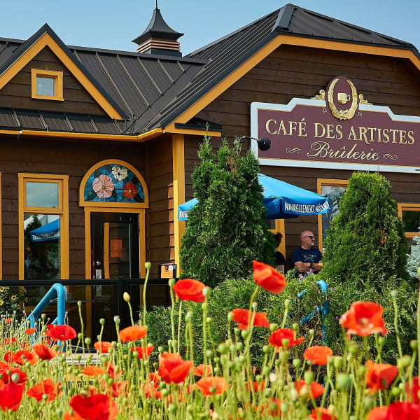 Café's main building in summer.