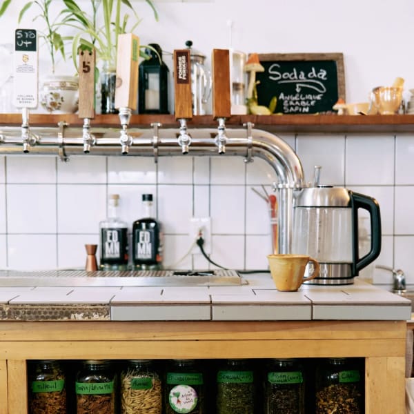Counter at the Café des Orties.