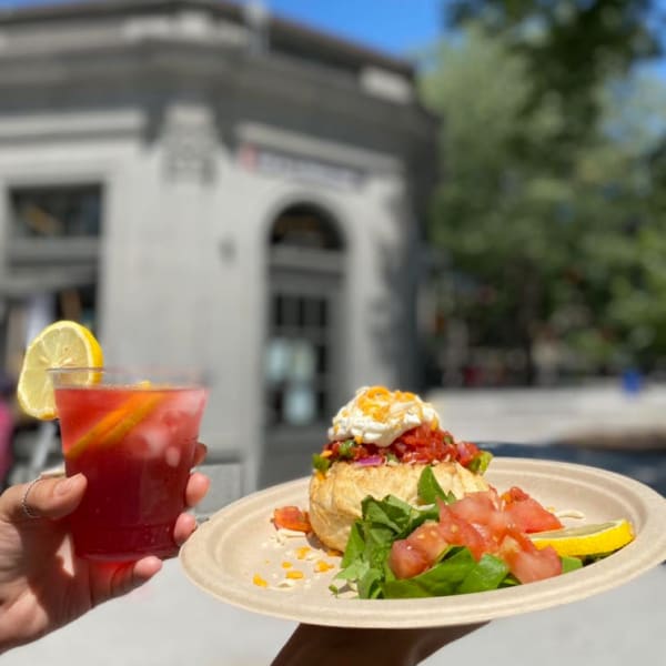 Meal and drink at Roundhouse Café.