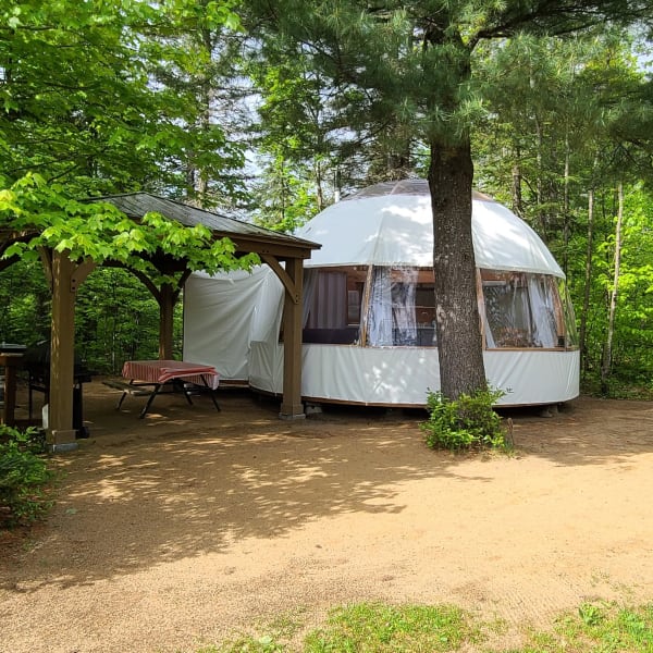 Dome in campground during summer.