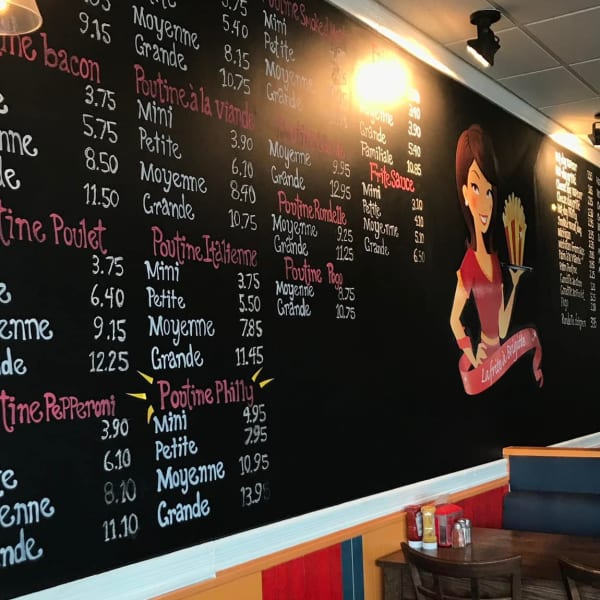 Chalkboard menu in the dining room. 